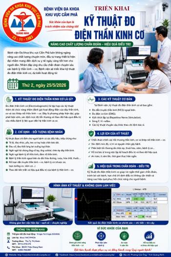 KỸ THUẬT MỚI: BỆNH VIỆN ĐKKV CẨM PHẢ TRIỂN KHAI KỸ THUẬT ĐO ĐIỆN THẦN KINH CƠ - Nâng cao năng lực chẩn đoán và điều trị các bệnh lý thần kinh - cơ xương khớp.