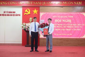 SỞ Y TẾ QUẢNG NINH CÔNG BỐ CÁC QUYẾT ĐỊNH ĐIỀU ĐỘNG, BỔ NHIỆM LÃNH ĐẠO BỆNH VIỆN PHỔI, BỆNH VIỆN ĐA KHOA KHU VỰC CẨM PHẢ VÀ TRUNG TÂM KIỂM DỊCH Y TẾ QUỐC TẾ.